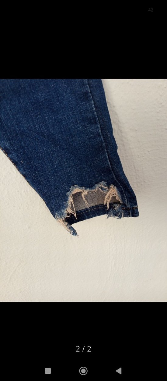 Kadın Lacivert Dar Kesim Midi Kot Pantolon - Görsel 2