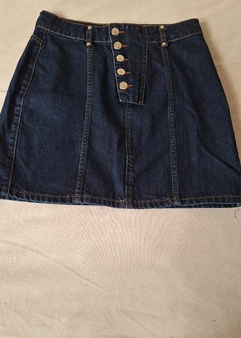 Collezione Düğmeli Lacivert Kot Mini Etek