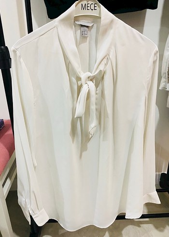 H&M Ekru Baglamali Uzun Kollu Bluz