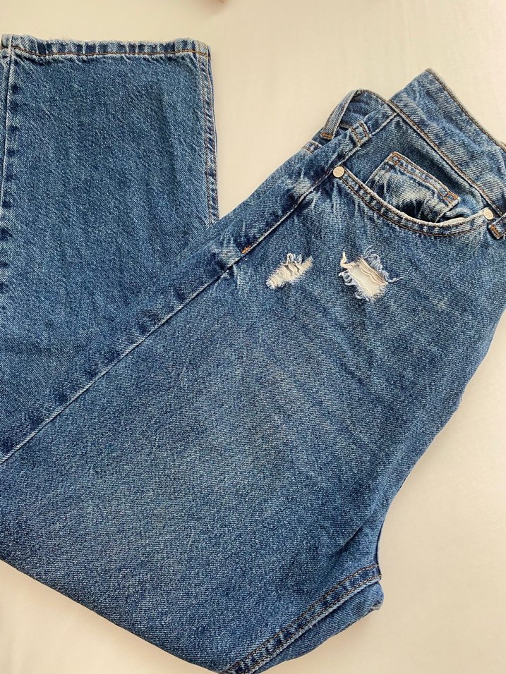 Kadın Mavi Kot Pantolon - Görsel 2