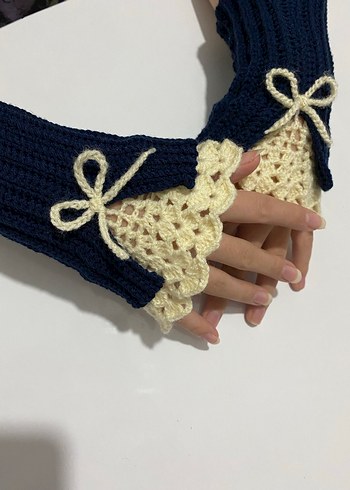 Vintage Örgü Kadın Eldiveni - Görsel 3