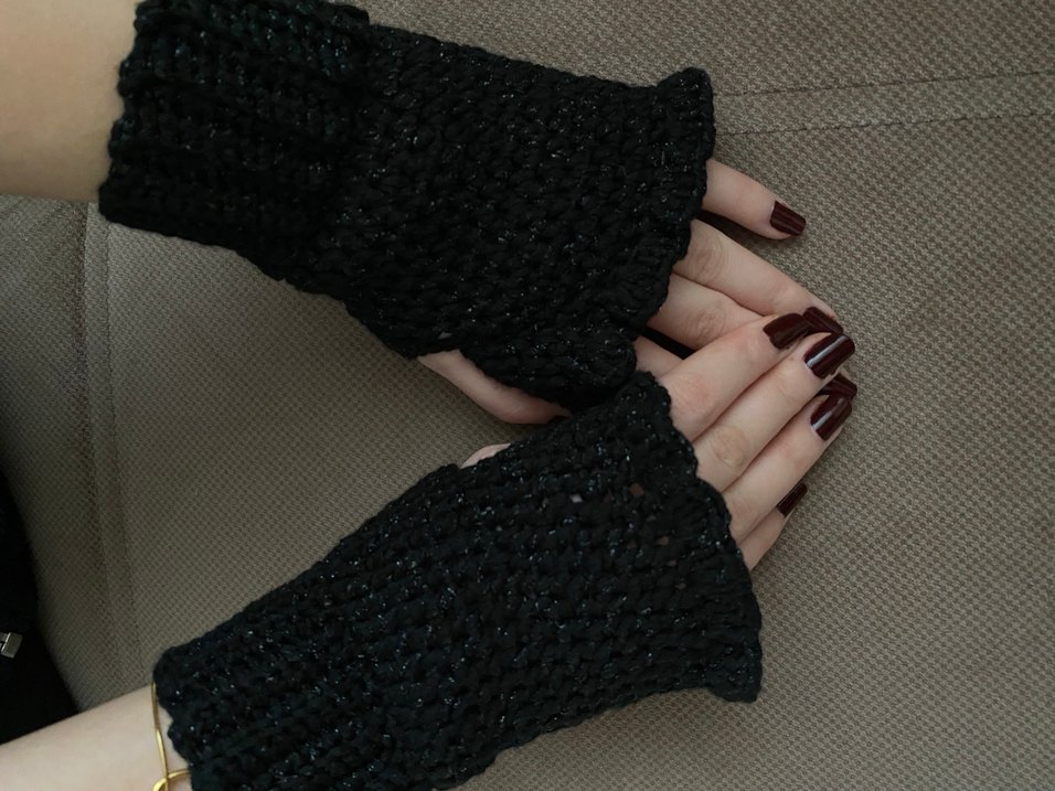 Siyah Örgü Kadın Eldiven - Görsel 3
