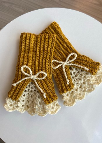 Dantel Detaylı Örgü Eldiven - Görsel 2