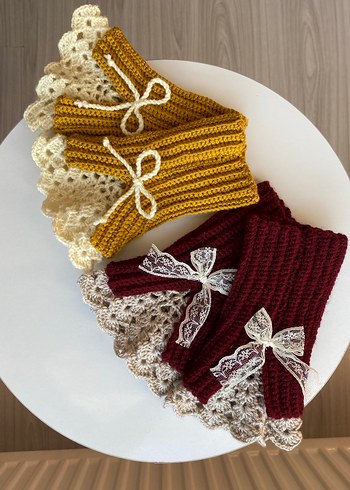 Dantel Detaylı Örgü Eldiven - Görsel 6