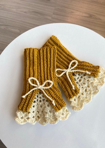 Dantel Detaylı Örgü Eldiven - Görsel 3