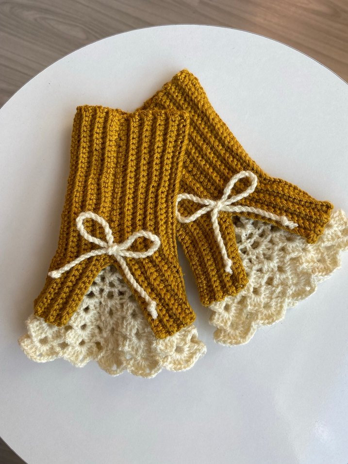 Dantel Detaylı Örgü Eldiven - Görsel 2