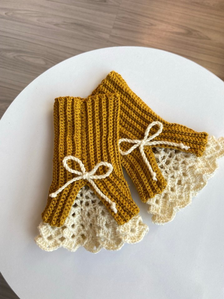 Dantel Detaylı Örgü Eldiven - Görsel 3