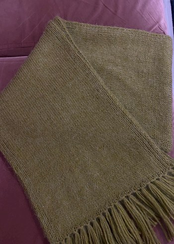 Kadın Simli Fıstık Yeşili Örgü Şal - Görsel 6