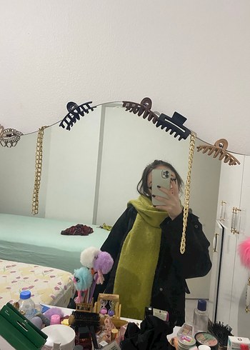 Kadın Simli Fıstık Yeşili Örgü Şal - Görsel 8