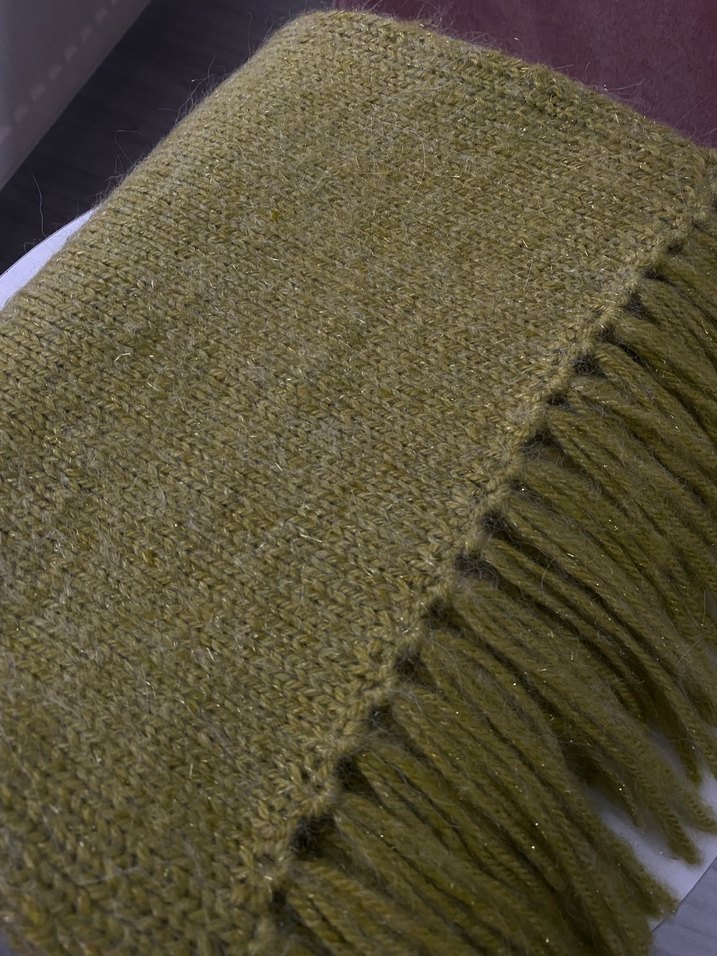 Kadın Simli Fıstık Yeşili Örgü Şal - Görsel 4