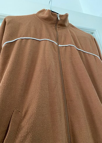 Rahat Kesim Kahverengi Fermuarlı Kadın Ceket - Görsel 4