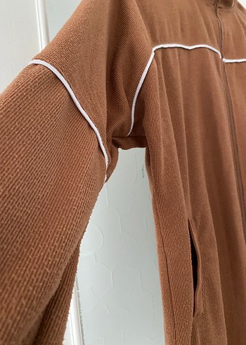 Rahat Kesim Kahverengi Fermuarlı Kadın Ceket - Görsel 2