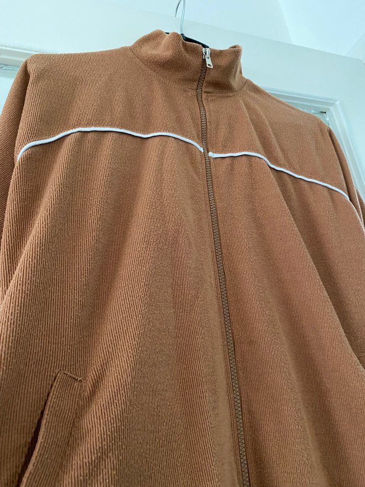 Rahat Kesim Kahverengi Fermuarlı Kadın Ceket - Görsel 4