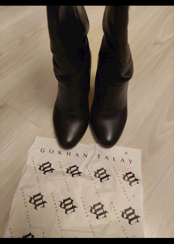 Siyah Deri Gotik Dizüstü Kadın Çizme - Görsel 4