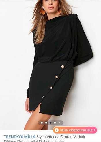 Siyah Mini Süet Kumaşlı Uzun Kollu Elbise - Görsel 2
