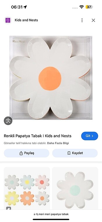 Meri meri Papatya tabak