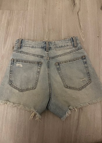 s Beden Kadın mavi Yırtık Mini Denim Şort