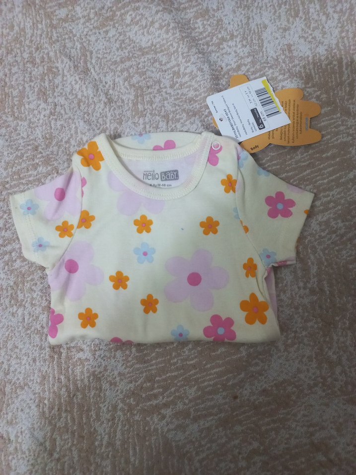 Çiçek Desenli Kısa Kollu Bebek Body - Görsel 3