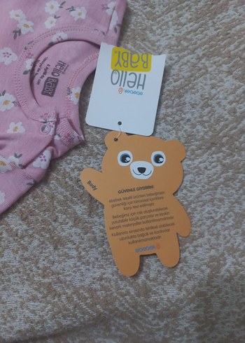 Pembe Çiçekli Kısa Kollu Bebek Body - Görsel 5