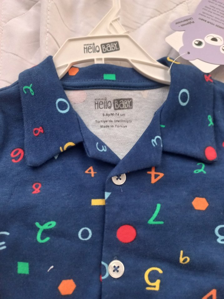 Renkli Baskılı Mavi Çocuk Pijama Takımı - Görsel 2