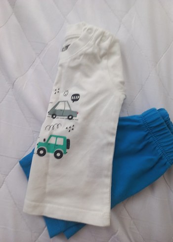 Baskılı Mavi Erkek Bebek Kısa Kollu Takım - Görsel 6