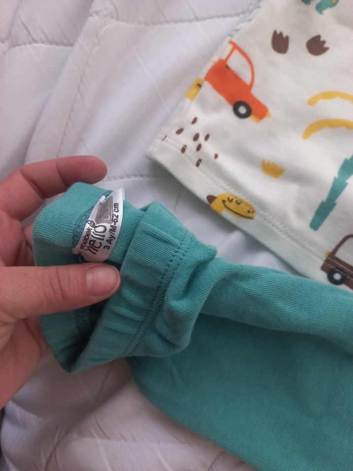 Turkuaz Erkek Bebek Baskılı Kısa Kollu Takım - Görsel 3