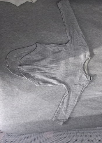 Uzun Kollu Gri Bebek Body Seti - Görsel 2