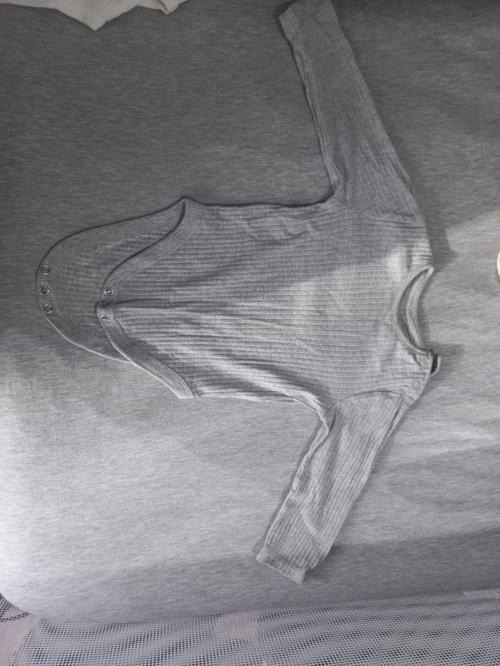 Uzun Kollu Gri Bebek Body Seti - Görsel 2