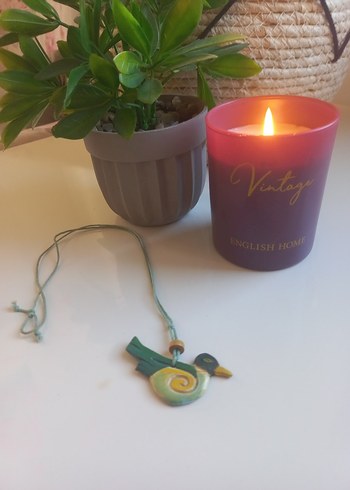 Renkli Püsküllü Bohem Kuş Kolye El Yapımı - Görsel 2