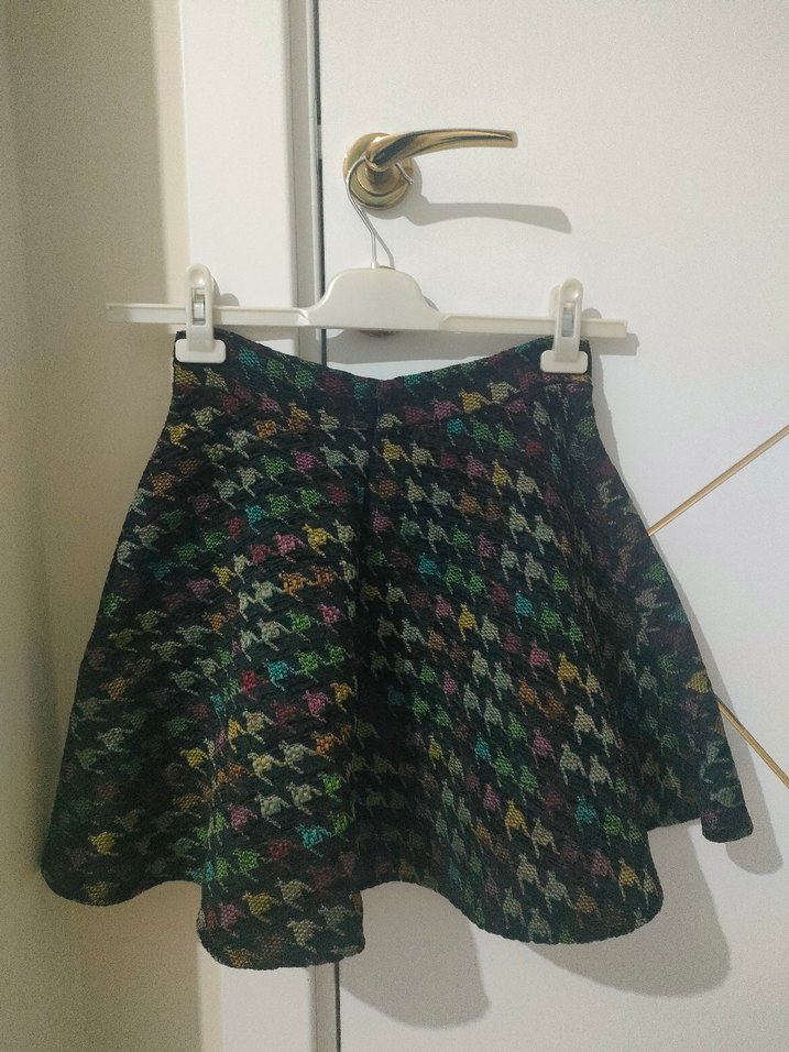 Renkli Örgü Mini Etek - Görsel 2