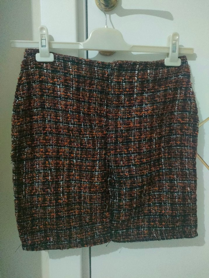 Kahverengi Örgü Mini Etek - Görsel 2