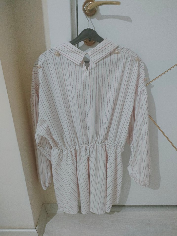 Pileli Keten Mini Gömlek - Görsel 3