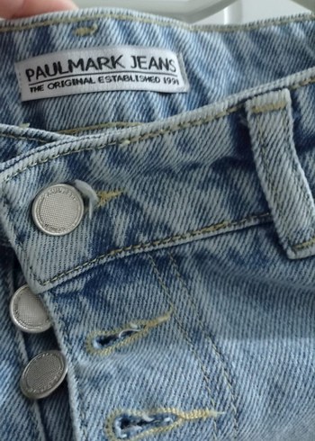 Paulmark Kadın Mavi Önü yırtmaçlı Kot Etek