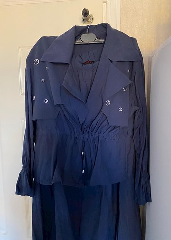 Lacivert  Kupra Etek Gömlek ikili takım - Görsel 3