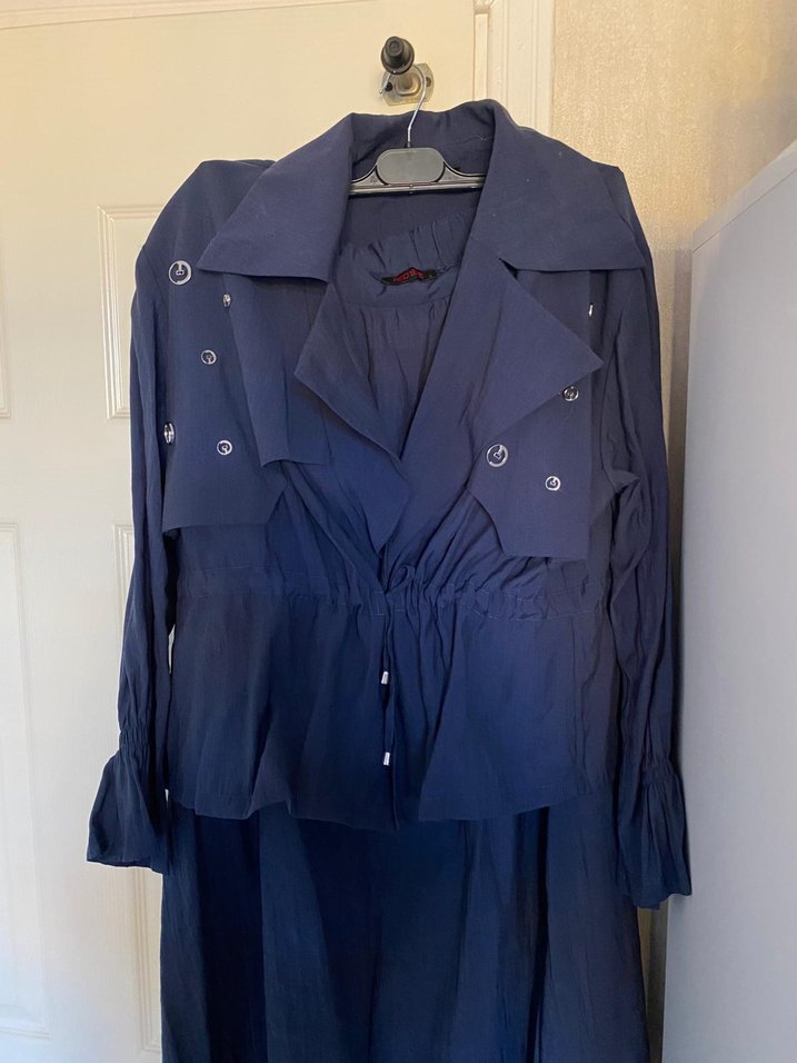 Lacivert  Kupra Etek Gömlek ikili takım - Görsel 3