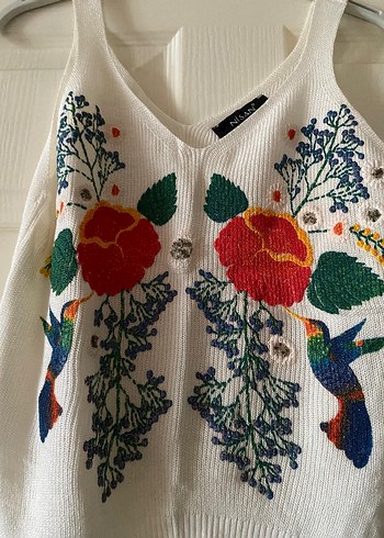 Nakışlı Bohem Kadın Askılı bluz - Görsel 2