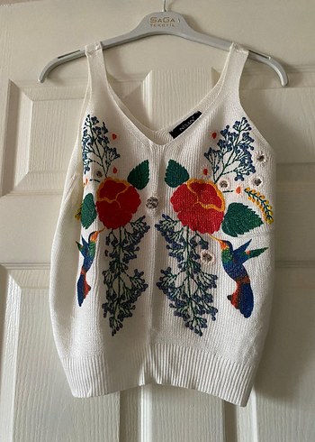 Nakışlı Bohem Kadın Askılı bluz - Görsel 3