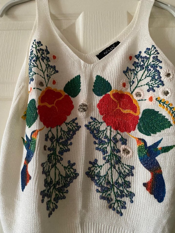 Nakışlı Bohem Kadın Askılı bluz - Görsel 2