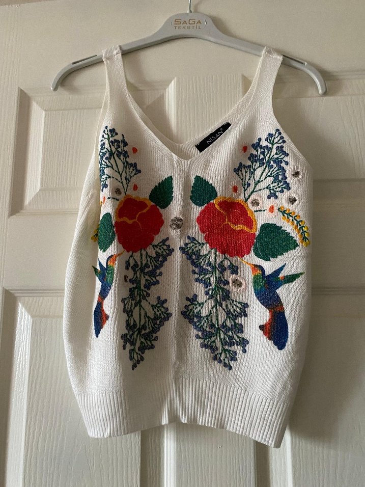 Nakışlı Bohem Kadın Askılı bluz - Görsel 3