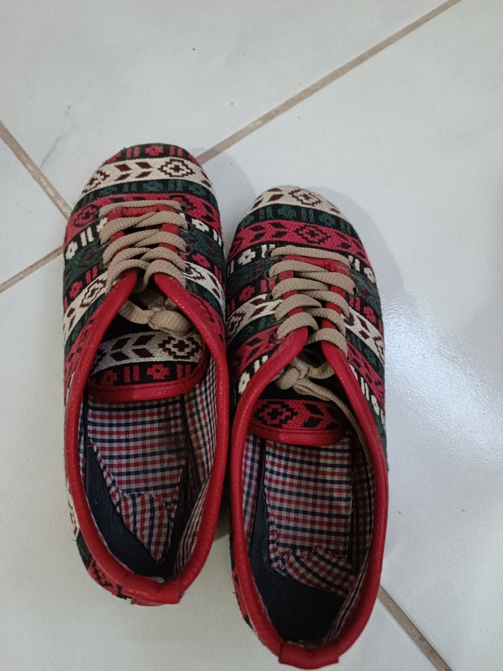 Renkli Bohem Tarzı kilim desenli babet ayakkabı - Görsel 2