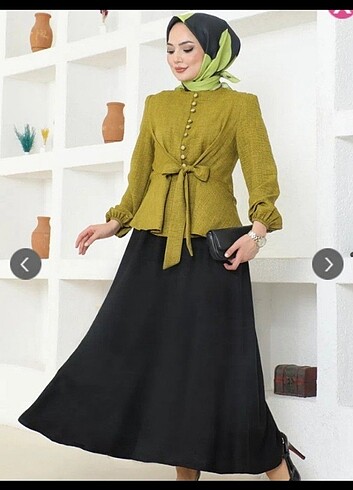 Moda Selvim Önden Bağlamalı Keten Takım