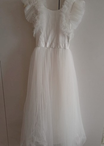 Beyaz Nakışlı Kız Çocuk Elbisesi gelinlik - Görsel 7