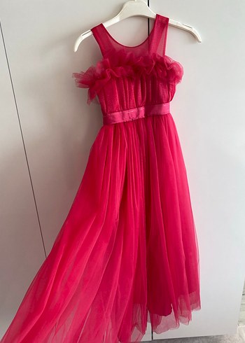 Pembe Kız Çocuk Fırfırlı Elbise - Görsel 5