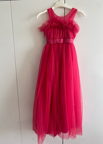 Pembe Kız Çocuk Fırfırlı Elbise - Görsel 2