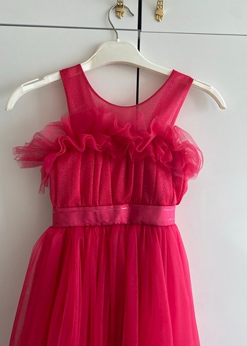 Pembe Kız Çocuk Fırfırlı Elbise - Görsel 6