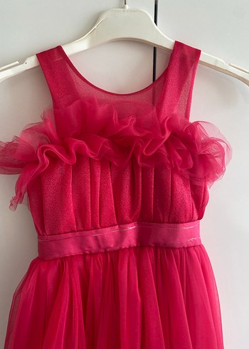 Pembe Kız Çocuk Fırfırlı Elbise - Görsel 4