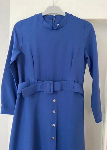 Mavi Uzun Tesettür  Elbise - Görsel 9