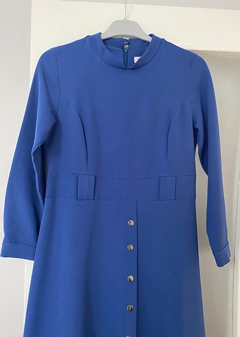 Mavi Uzun Tesettür  Elbise - Görsel 8