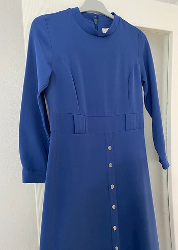 Mavi Uzun Tesettür  Elbise - Görsel 6