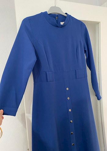 Mavi Uzun Tesettür  Elbise - Görsel 4